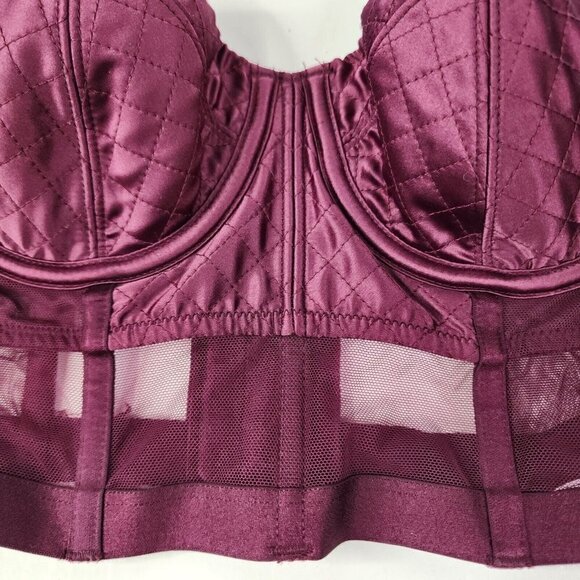 Victoria Secret Very Sexy Lined Balconet‎ Maroon Long Line Ribcage Bra 34B - Picture 3 of 6